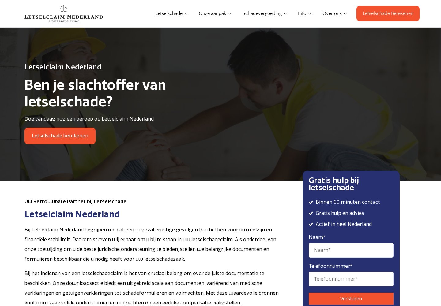 Website Letselclaim Nederland — desktop