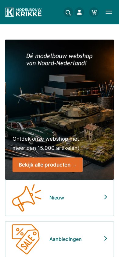 Website Modelbouw Krikke — mobiel