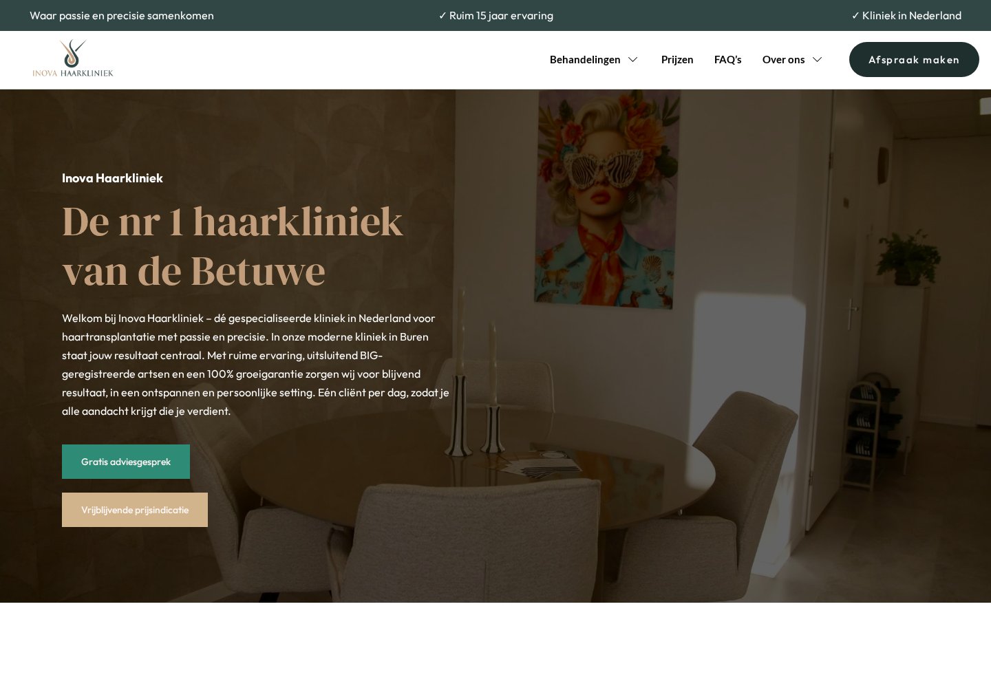 Website Inova Haarkliniek — desktop