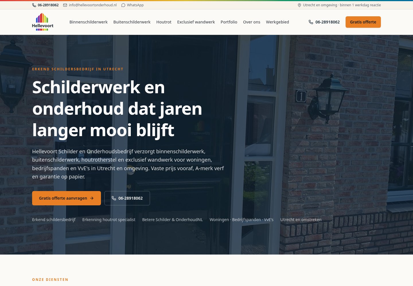 Website Hellevoort Schilder & Onderhoud — desktop