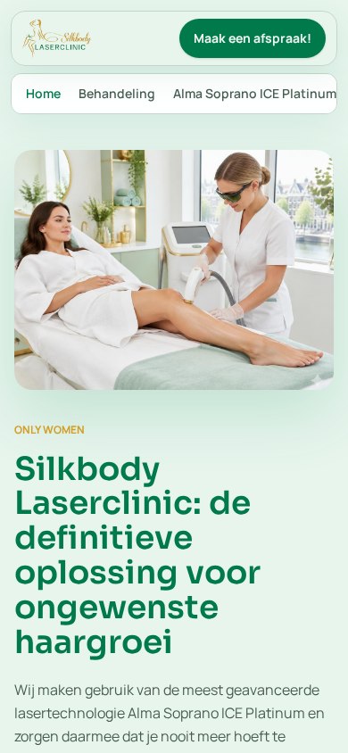 Website Silkbody Laserclinic — mobiel