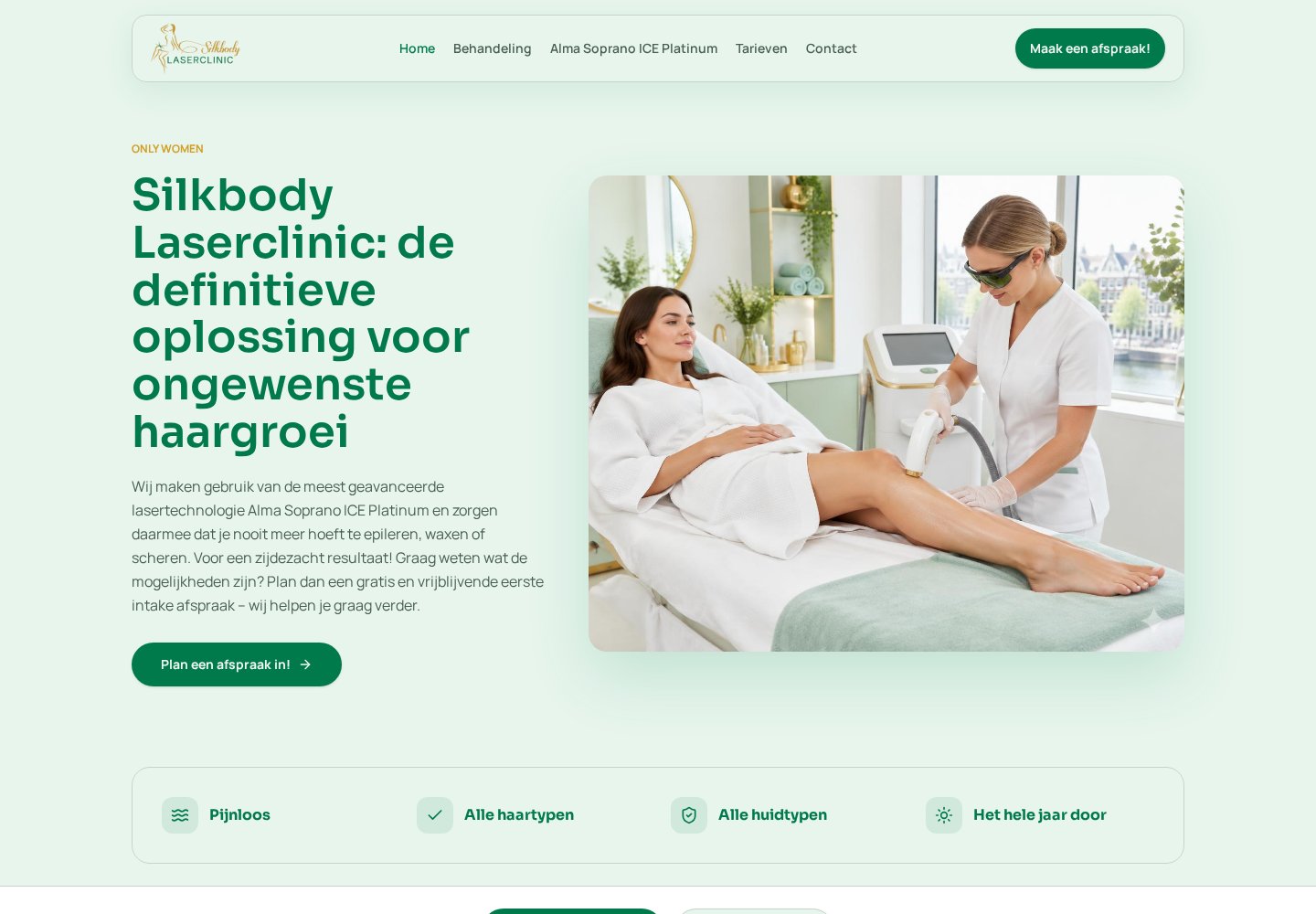 Website Silkbody Laserclinic — desktop