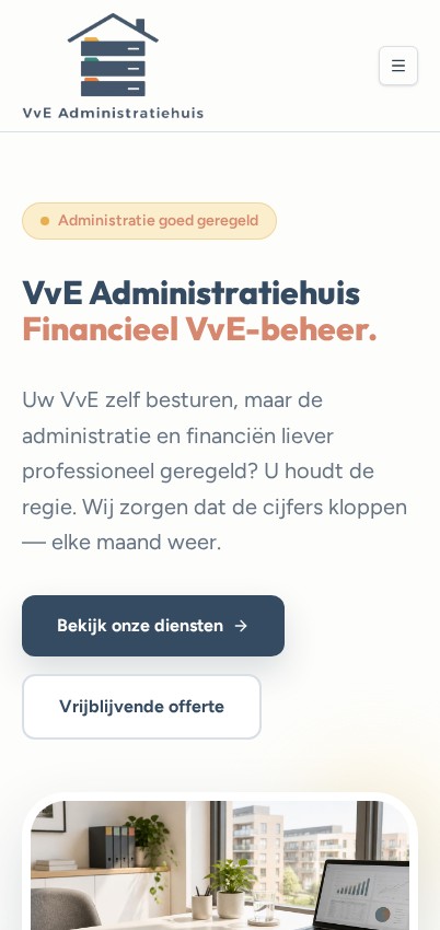 Website VvE Administratiehuis — mobiel