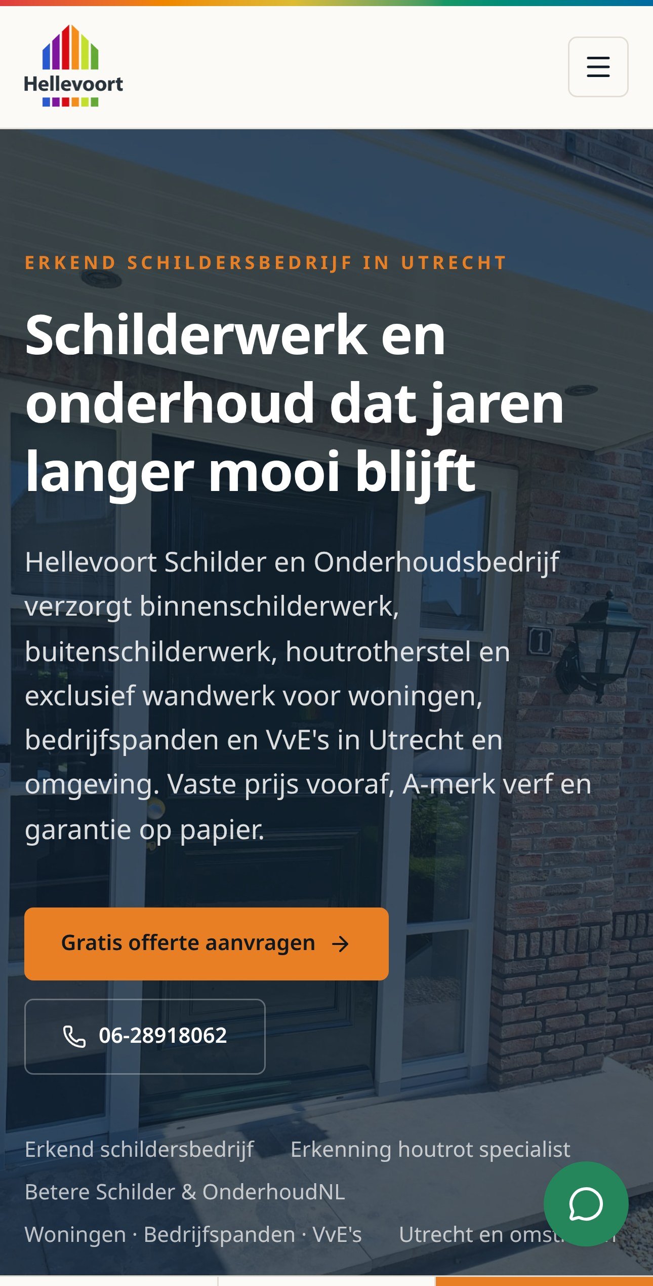 Website Hellevoort Schilder & Onderhoud — mobiel