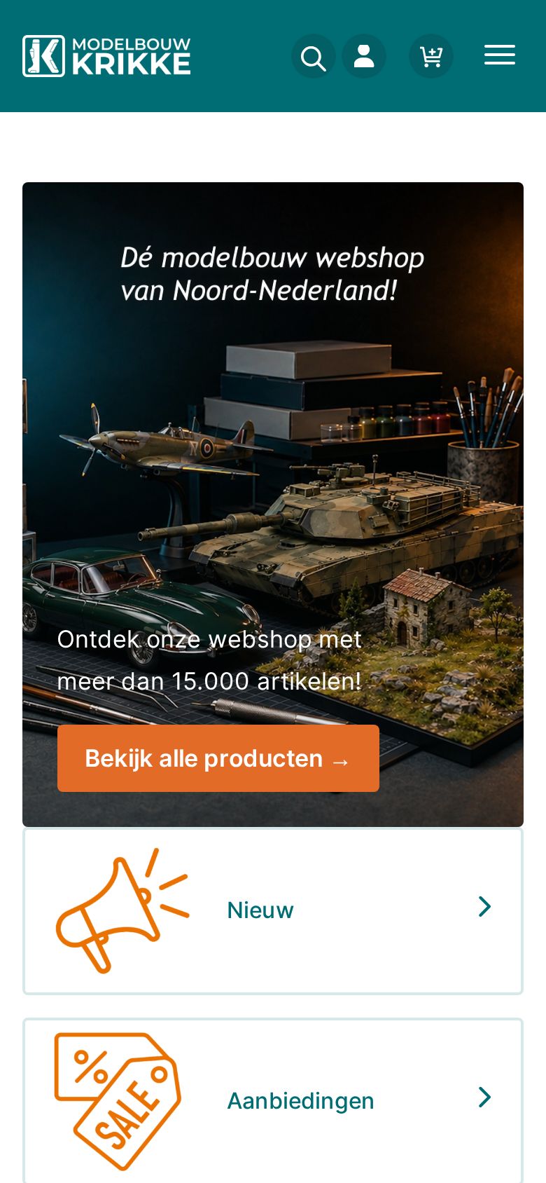 Website Modelbouw Krikke — mobiel